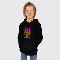 Толстовка детская хлопковая Purple owl, цвет: черный — фото 2