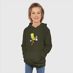 Толстовка детская хлопковая Барт Симпсон шершень - перевоплощение, цвет: хаки — фото 2