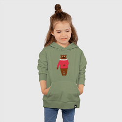 Толстовка детская хлопковая Мишка в свитере, цвет: авокадо — фото 2