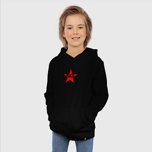 Детская толстовка-худи Rock star in red / Черный – фото 3