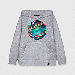 Толстовка детская хлопковая Новогодние гирлянды акварель, цвет: меланж