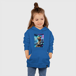 Толстовка детская хлопковая Cappy with fashionable bangs - cyberpunk, цвет: синий — фото 2