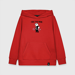 Толстовка детская хлопковая Почувствуй железо - панда бодибилдер, цвет: красный