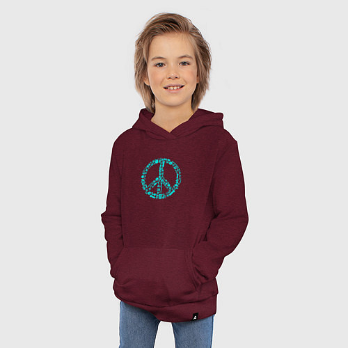 Детская толстовка-худи Peace life / Меланж-бордовый – фото 3