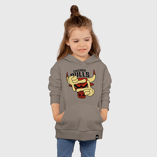 Детская толстовка-худи Bulls logo with hands / Утренний латте – фото 4