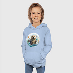 Толстовка детская хлопковая Счастливая выдра, цвет: мягкое небо — фото 2