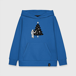 Толстовка детская хлопковая Космическая ёлочка, цвет: синий
