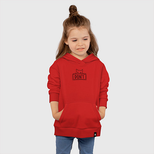 Детская толстовка-худи Котик dont black / Красный – фото 4