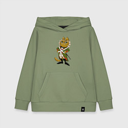 Толстовка детская хлопковая Кот-солдат, цвет: авокадо