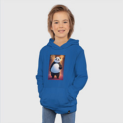 Толстовка детская хлопковая Панда в свитере под салютом - ai art, цвет: синий — фото 2