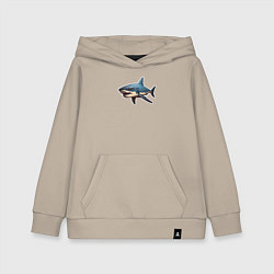 Толстовка детская хлопковая Злая большая белая акула, цвет: миндальный