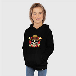 Толстовка детская хлопковая Ван Пис - лого с черепом, цвет: черный — фото 2