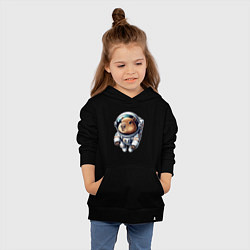 Толстовка детская хлопковая Прикольный капибарыш космонавт - нейросеть, цвет: черный — фото 2