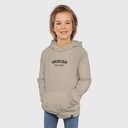 Толстовка детская хлопковая Vasilisa never alone - motto, цвет: миндальный — фото 2