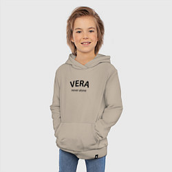 Толстовка детская хлопковая Vera never alone - motto, цвет: миндальный — фото 2