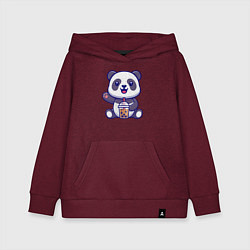Толстовка детская хлопковая Панда привет, цвет: меланж-бордовый