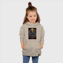 Толстовка детская хлопковая Муай тай синий дракон, цвет: миндальный — фото 2