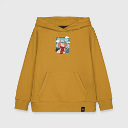Толстовка детская хлопковая Крутая лама покоряет горы, цвет: горчичный