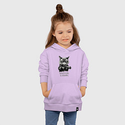 Толстовка детская хлопковая Опасный кот, цвет: лаванда — фото 2