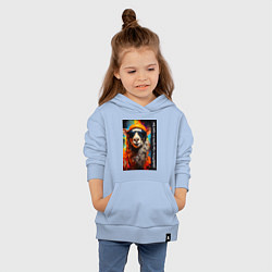 Толстовка детская хлопковая Лама хиппи: жить гореть и не угаснуть, жить а не с, цвет: мягкое небо — фото 2