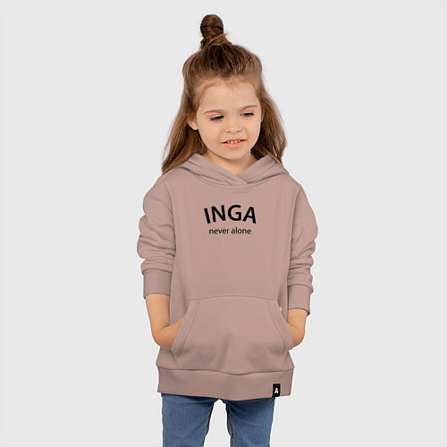 Детская толстовка-худи Inga never alone - motto / Пыльно-розовый – фото 4
