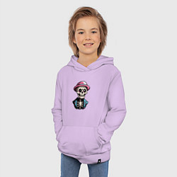 Толстовка детская хлопковая Скелет в розовой шляпе, цвет: лаванда — фото 2