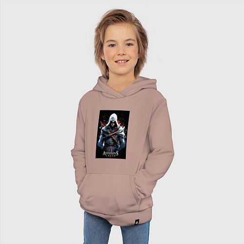 Детская толстовка-худи Assassins creed огненный фон / Пыльно-розовый – фото 3