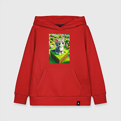 Толстовка детская хлопковая Funny kitten - Minecraft ai art, цвет: красный