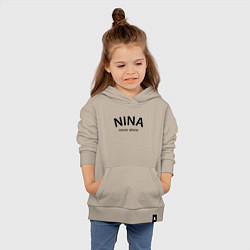 Толстовка детская хлопковая Nina never alone - motto, цвет: миндальный — фото 2