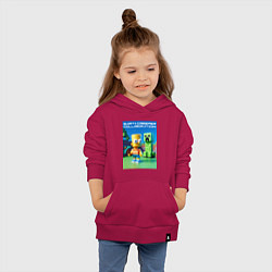 Толстовка детская хлопковая Bart and Creeper - collaboration ai art, цвет: маджента — фото 2