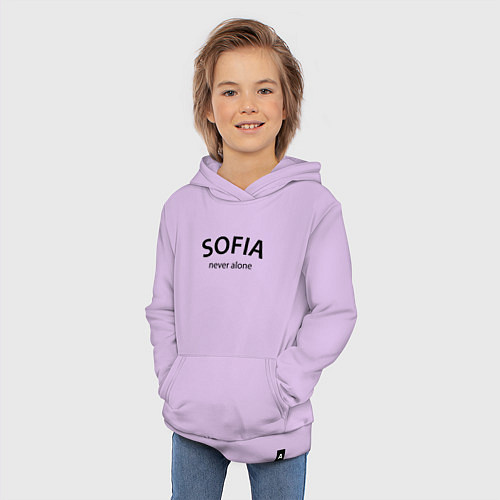 Детская толстовка-худи Sofia never alone - motto / Лаванда – фото 3
