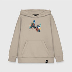 Толстовка детская хлопковая Птицы на ветке дерева, цвет: миндальный