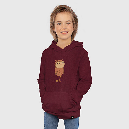 Детская толстовка-худи Довольная сова / Меланж-бордовый – фото 3