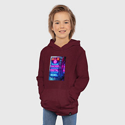 Толстовка детская хлопковая Ai hacker digital rebel - neon glow, цвет: меланж-бордовый — фото 2