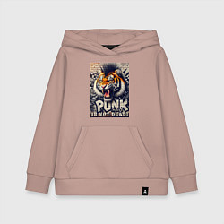 Толстовка детская хлопковая Cool tiger - punks not dead, цвет: пыльно-розовый