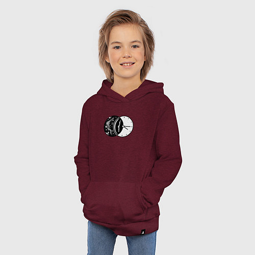 Детская толстовка-худи Космическое время / Меланж-бордовый – фото 3
