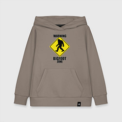 Толстовка детская хлопковая Предупреждающий знак Bigfoot zone, цвет: утренний латте