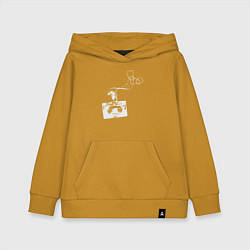 Толстовка детская хлопковая Cassette music, цвет: горчичный