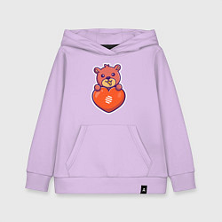 Толстовка детская хлопковая Медовый мишка с сердцем, цвет: лаванда