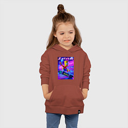 Толстовка детская хлопковая Bart Simpson on a skateboard - extreme ai art, цвет: кирпичный — фото 2