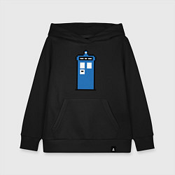 Толстовка детская хлопковая Tardis pixels, цвет: черный