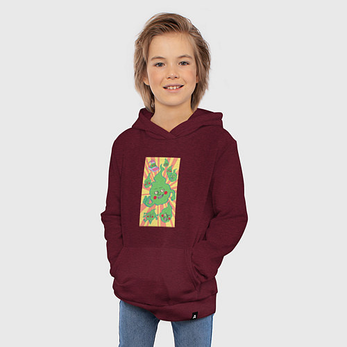 Детская толстовка-худи Моб Психо 100 Экубо мем / Меланж-бордовый – фото 3