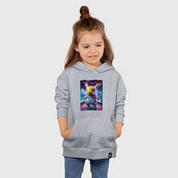 Толстовка детская хлопковая Cyber Pikachu - neon glow ai art fantasy, цвет: меланж — фото 2