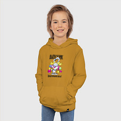 Толстовка детская хлопковая Заяц - выпускник начальной школы, цвет: горчичный — фото 2