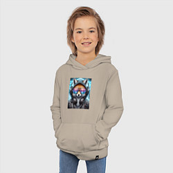 Толстовка детская хлопковая Urban fox - ai art, цвет: миндальный — фото 2