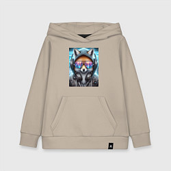 Толстовка детская хлопковая Urban fox - ai art, цвет: миндальный