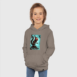 Толстовка детская хлопковая Жуткая белка - хэллоуин, цвет: утренний латте — фото 2