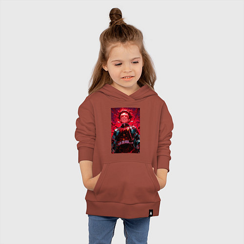 Детская толстовка-худи Клинок, рассекающий демонов Тандзиро Камадо охотни / Кирпичный – фото 4