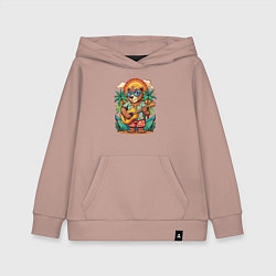 Толстовка детская хлопковая Мишка играет на гитаре жарким летом, цвет: пыльно-розовый