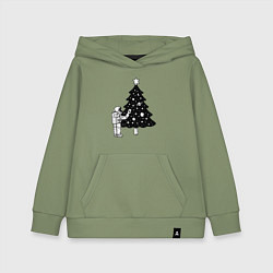 Толстовка детская хлопковая Космический праздник, цвет: авокадо